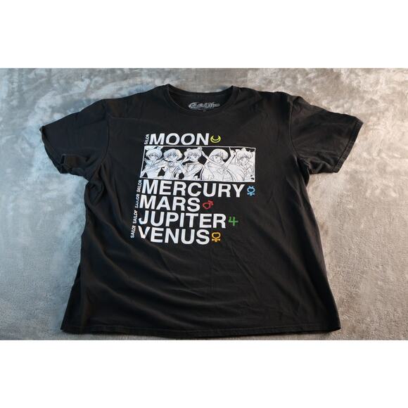 Sailor Moon Shirt Mens Extra Large Black Anime Mercury Mars Jupiter Venus Tee - Picture 1 of 7